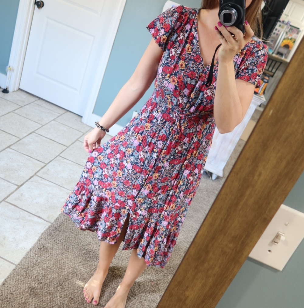 Knox Rose Floral Dress - Red and Blue